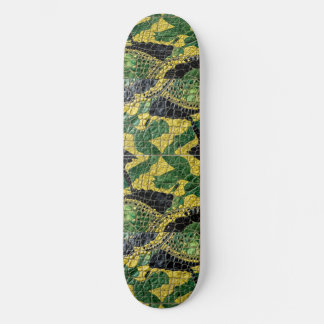 Skateboard Alligator Crocodile Dragon Cuir Vert Jaune