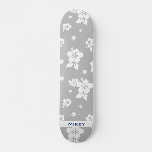 Skateboard Aloha Gray Classic Hawaï Motif sans fil (Devant)