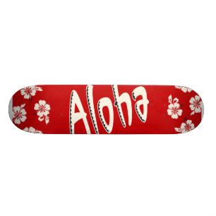 Skateboard Aloha rouge hawaïen