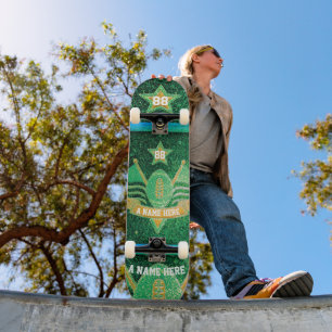 Skateboard American Football Jersey Colors Green Gold Parties