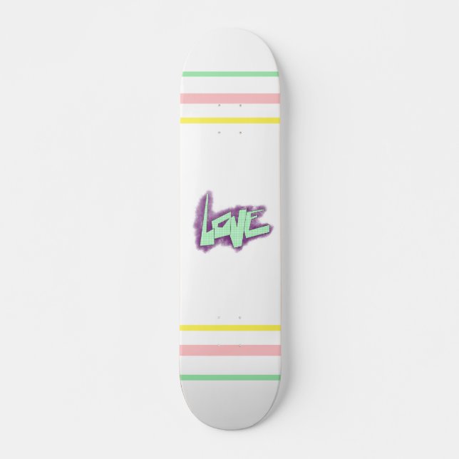 Skateboard amour graffiti menthe violet vert typographie poin (Devant)
