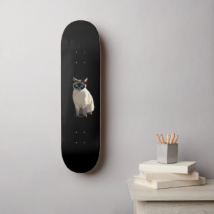 Skateboard Amoureux des chats Siamese Cat Art bleu