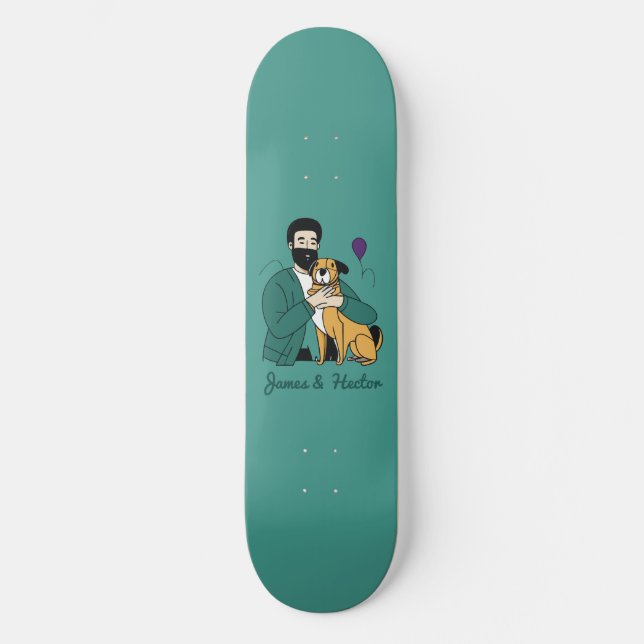 Skateboard Amoureux des chiens personnalisable (Recto)