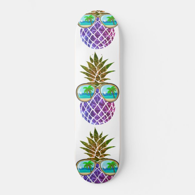 Skateboard Ananas tropical drôle avec lunettes de soleil (Recto)