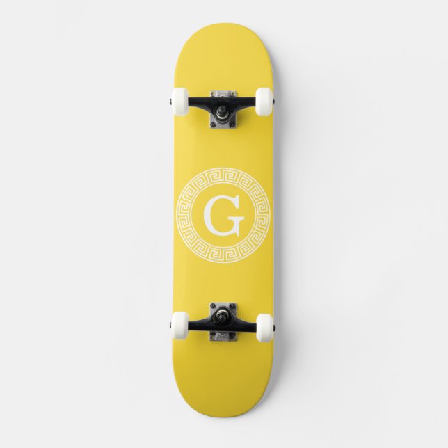 Skateboard Ananas Whale Grille Clé Grecque Cadre initial Mono (Recto)