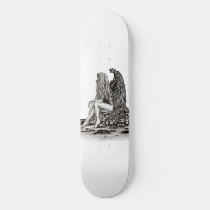 Skateboard Angel, perdu dans la pensée, noir et blanc Design
