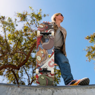 Skateboard Animaux amusants Ventilateurs de sport Chat orange