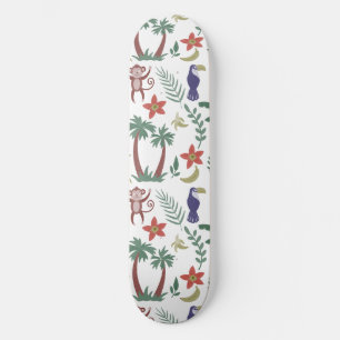 Skateboard Animaux tropicaux sans soudure motif macaw et sing