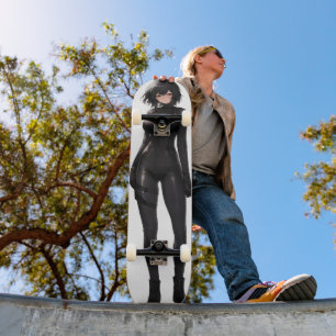 Skateboard Anime Girl in Bodysuit
