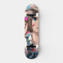 Anime Girl on Skateboard, Anime Girl Skateboard,