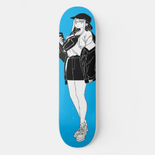 Skateboard Anime Girl Out Sur La Planche De Patinage De Ville