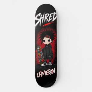 Skateboard Anime Japonais Personnalisé Emo Rouge et Noir