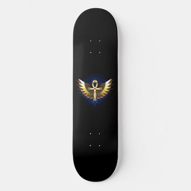 Skateboard Ankh or avec ailes (Recto)