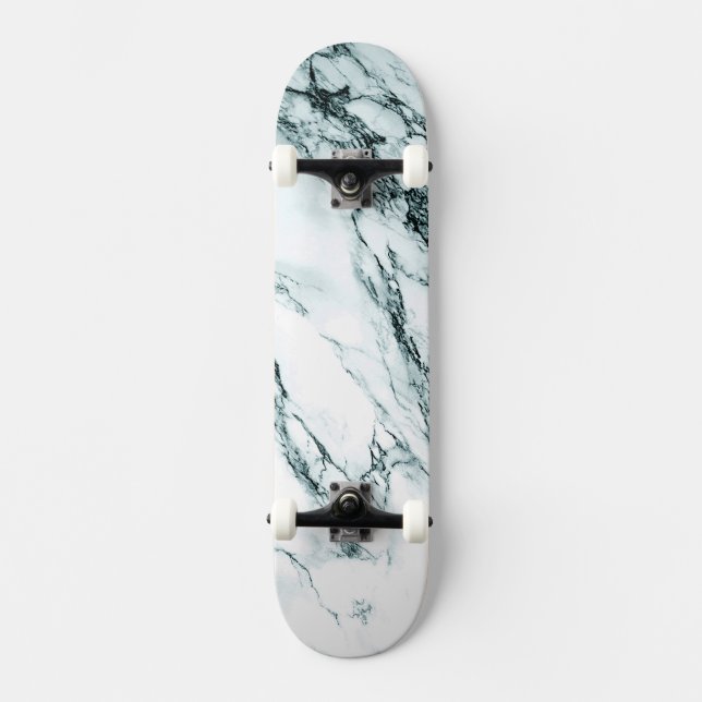 Skateboard Apparence en marbre de veine turquoise foncé (Recto)