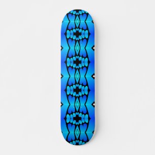 Skateboard Aqua bleu électrique noir géométrique