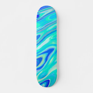 Skateboard Aqua Blue Marble Texture Abstrait Motif liquide