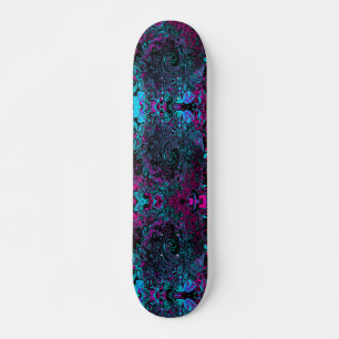 Skateboard Aqua Magenta et Abstrait noir