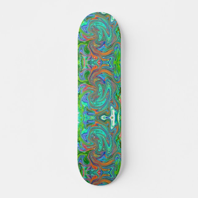 Skateboard Aqua, Orange et Vert Super Art rétro Abstrait (Devant)