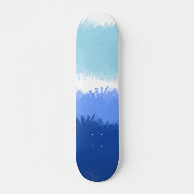 Skateboard Aquarelle Abstraite moderne tons bleus (Devant)