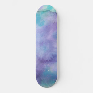 Skateboard Aquarelle Abstraite violet violet violet vert Turq