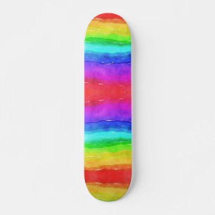 Skateboard Aquarelle arc-en-ciel colorée