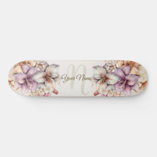 Skateboard Aquarelle Boho Rose Fleurs Élégante Et Élégante