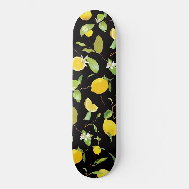 Skateboard Aquarelle Citron et Feuille (Recto)