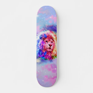 Skateboard Aquarelle colorée Espace Lion