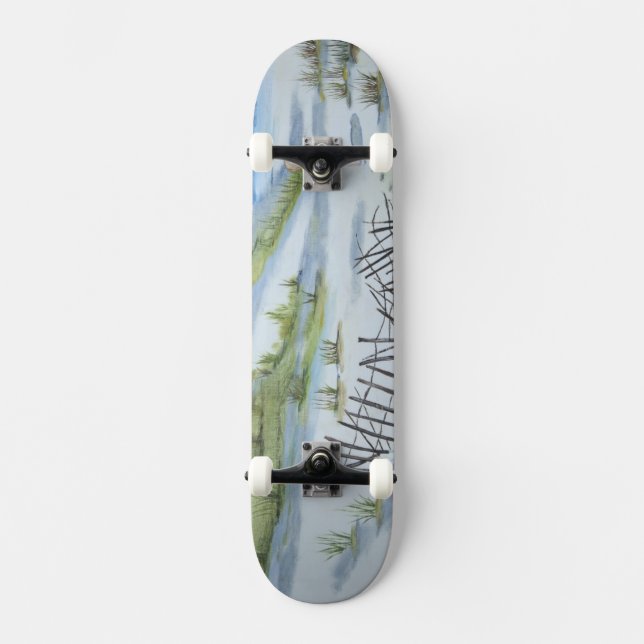 Skateboard Aquarelle de plage (Recto)