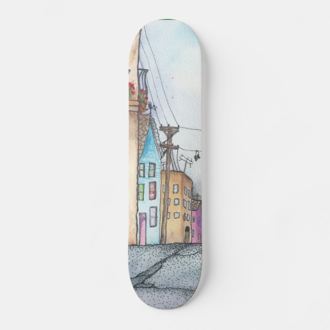 Skateboard Aquarelle de voisinage de San Francisco (Recto)