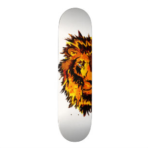 Skateboard Aquarelle demi-face du lion