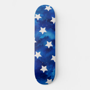 Skateboard Aquarelle Étoiles Motif Moderne