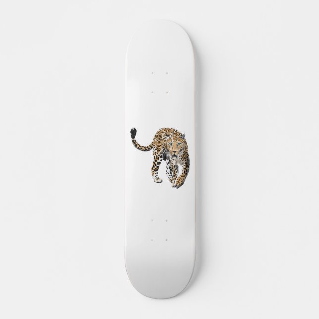 Skateboard aquarelle léopard jungle chat peint vert animal (Devant)