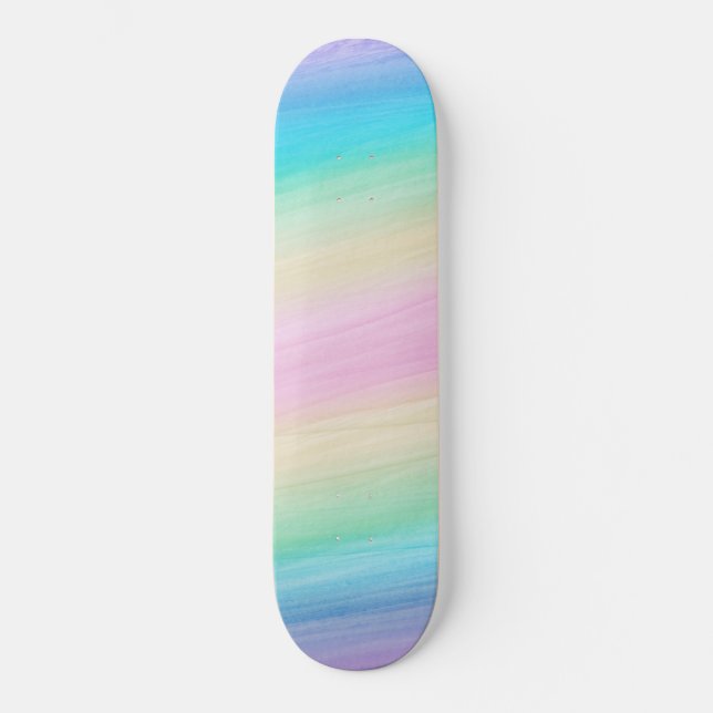 Skateboard Aquarelle Pastel Unicorn Arc-en-ciel #2 (Recto)