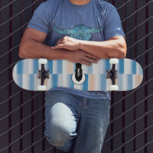 Skateboard Aquarelle personnalisée moderne bleue Peach