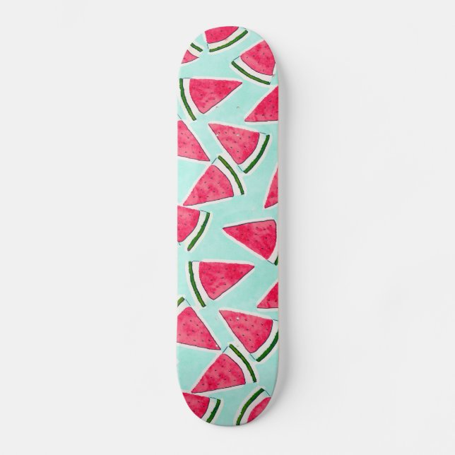 Skateboard Aquarelle Pink Green Watermelon Triangles (Recto)