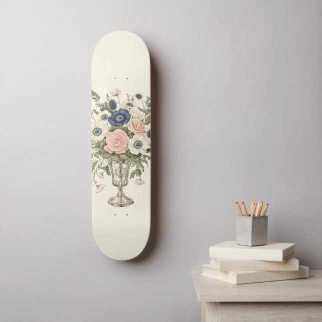 Skateboard Aquarelle rose bleu Paint Music Note Acier Clef (Art mural)