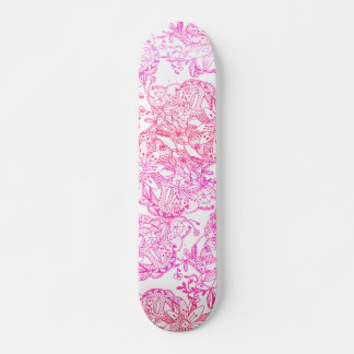 Skateboard Aquarelle rose main peint enchevêtrement motif flo