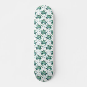 Skateboard aquarelle tortue de mer vert bleu animal motif