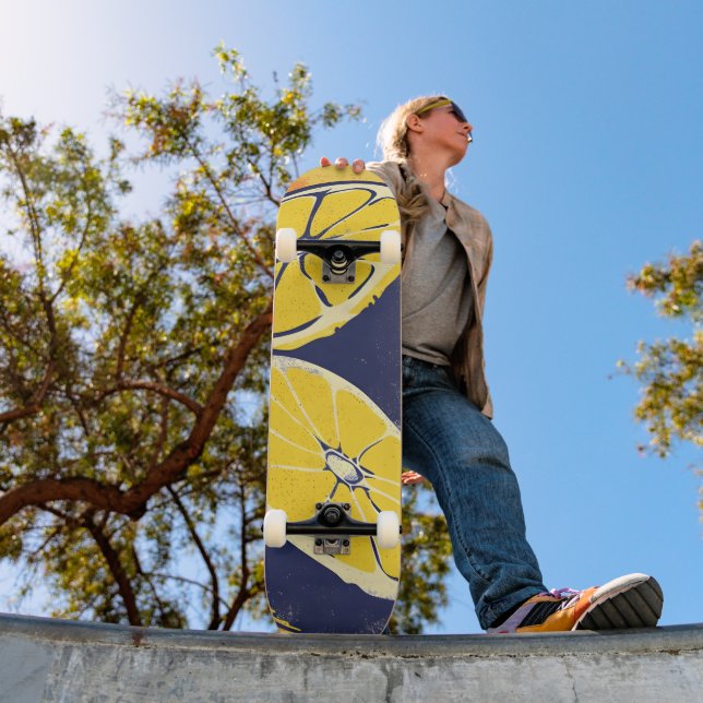 Skateboard Aquarelle vintage Citrus Lemon Chic (Extérieur 1)
