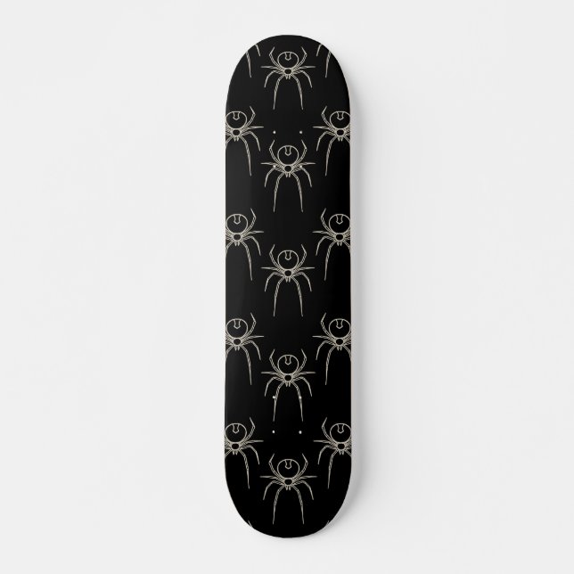 Skateboard Araignée - Noir de chauve-souris et Blanc d'os (Devant)