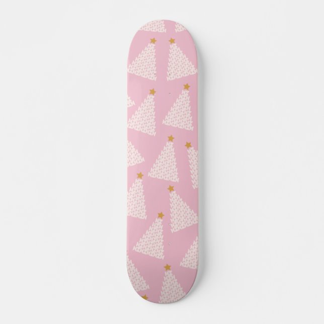 Skateboard Arbre de Noël rose Motif (Devant)