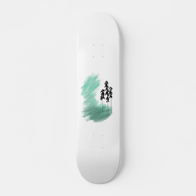 Skateboard Arbre vert scandinave art simple menthe moderne (Devant)