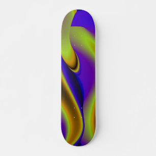 Skateboard Arc-en-ciel Abstrait en jaune violet et bleu