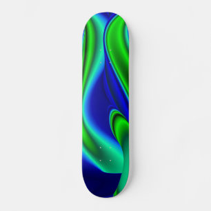 Skateboard Arc-en-ciel Abstrait en vert et bleu