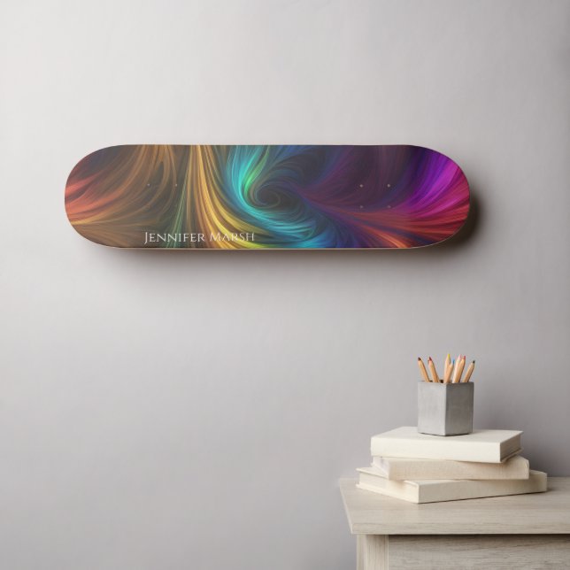 Skateboard Arc en ciel coloré (Art mural (Horz))