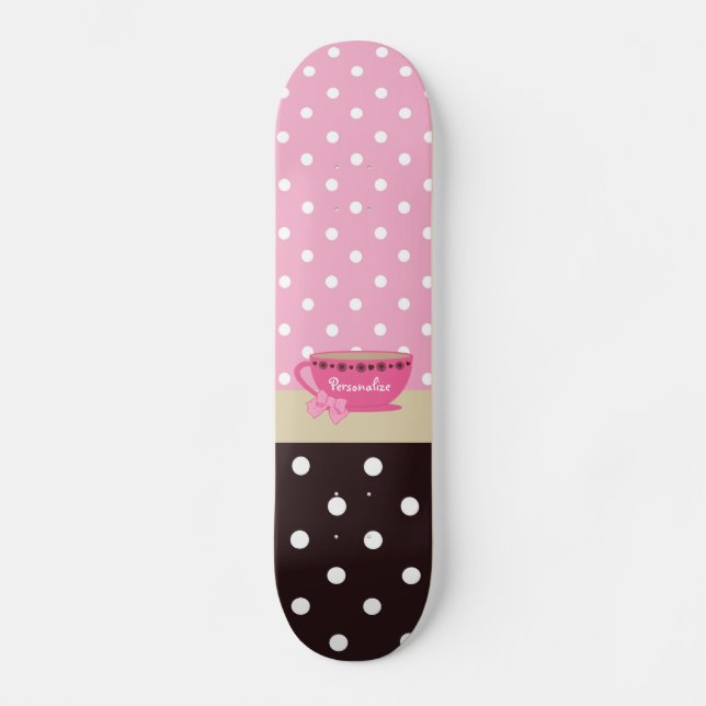 Skateboard Arc rose et Brown de tasse de thé Girly nom de (Recto)