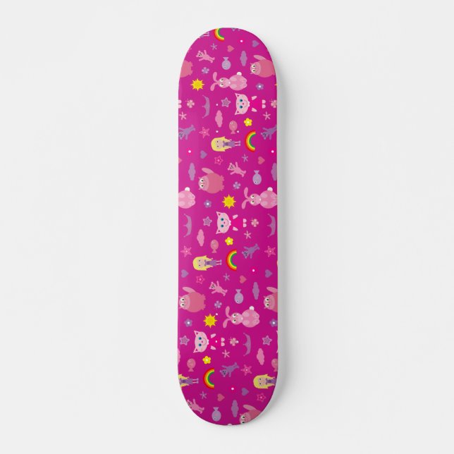 Skateboard Arcs-en-ciel de lapins de chats et substance (Devant)