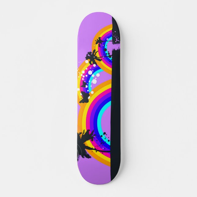 Skateboard Arcs-en-ciel et papillons (Devant)