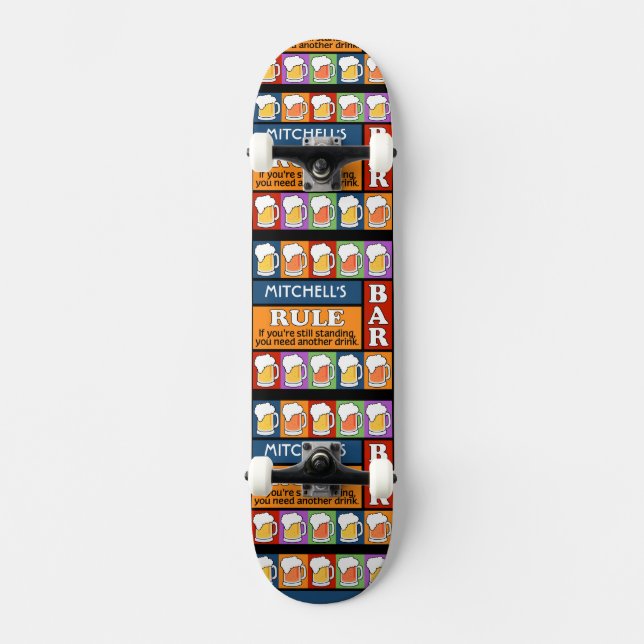 Skateboard ARMOIRE À BIÈRE Pop Art NOMBRE PERSONNALISÉ PLANCH (Recto)